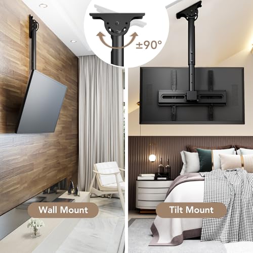 AX WABER Ceiling TV Mount Adjustable Bracket for 26-65 inch LCD LED OLED 4K TVs, Pole Ceiling Mount Holds up to 110lbs,Hanging tv Mount Max VESA 400x400mm (AX11TB01), Black - Image 4