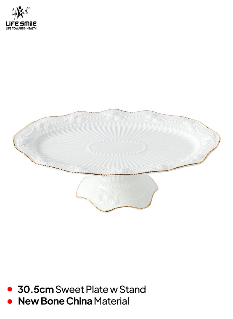 Life Smile LIFE SMILE Durable Cake Stand High Foot Cake Tray Dessert Stand White Pedestal Stand Cupcakes Fruit Snacks Pastry Rack Home Decor  - Image 2