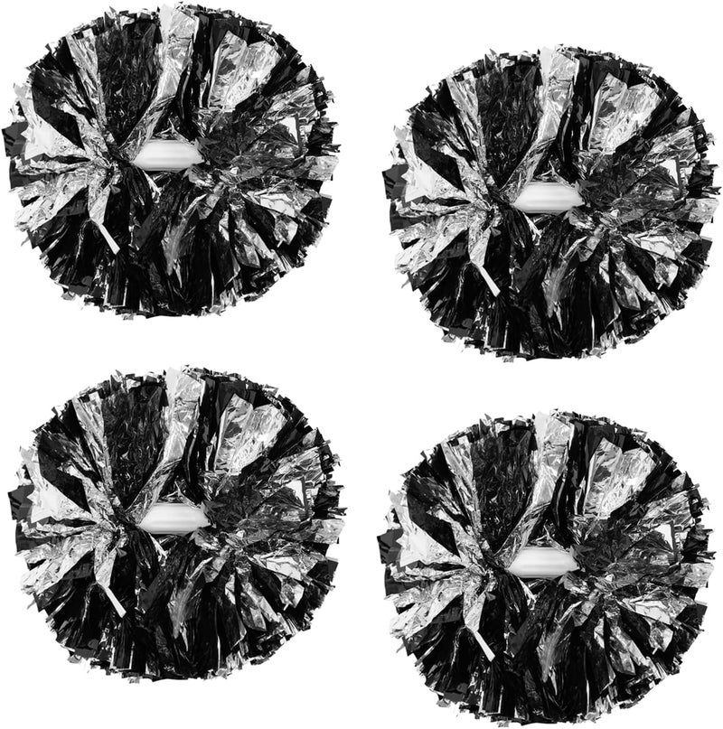 CREATIEE-PRO 4Pcs Metallic Cheerleading Pom Poms, Creatiee 2 Pair Cheerleader Cheering Squad Pompoms for School Sports Dance Games Team Spirit Cheer - Image 1