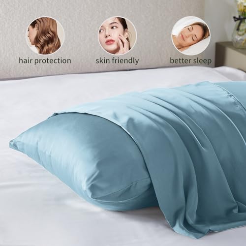 Casbrove Silk Pillowcase for Hair and Skin Mulberry Silk Pillowcase Soft Breathable Smooth Both Sided Natural Silk Pillowcase with Zipper Beauty Sleep Silk Pillow Case 1 Pack for Gift(Standard,Baby Blue) - Image 5