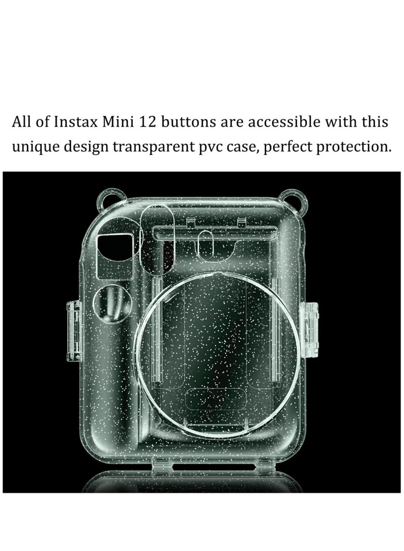 Protective Clear Case for Fujifilm Instax Mini 12 Instant Camera Storing Photos & Removable Shoulder Strap (Transparent green) - Image 5