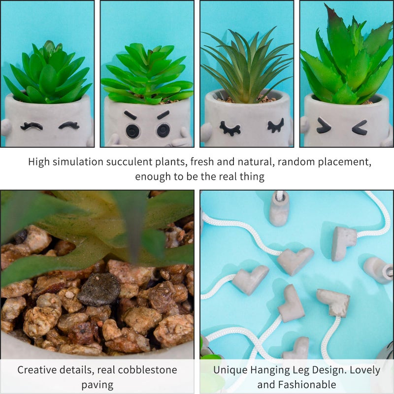 LUZOGA Set of 4 Small Artificial Succulents Potted Plants  Faux Succulents Desk Decoration  Fake Plants Wall Decor for Girls Gift  Bathroom Artificialplant Ornament  Home Office Bookshelf Decor(Green) - Image 3