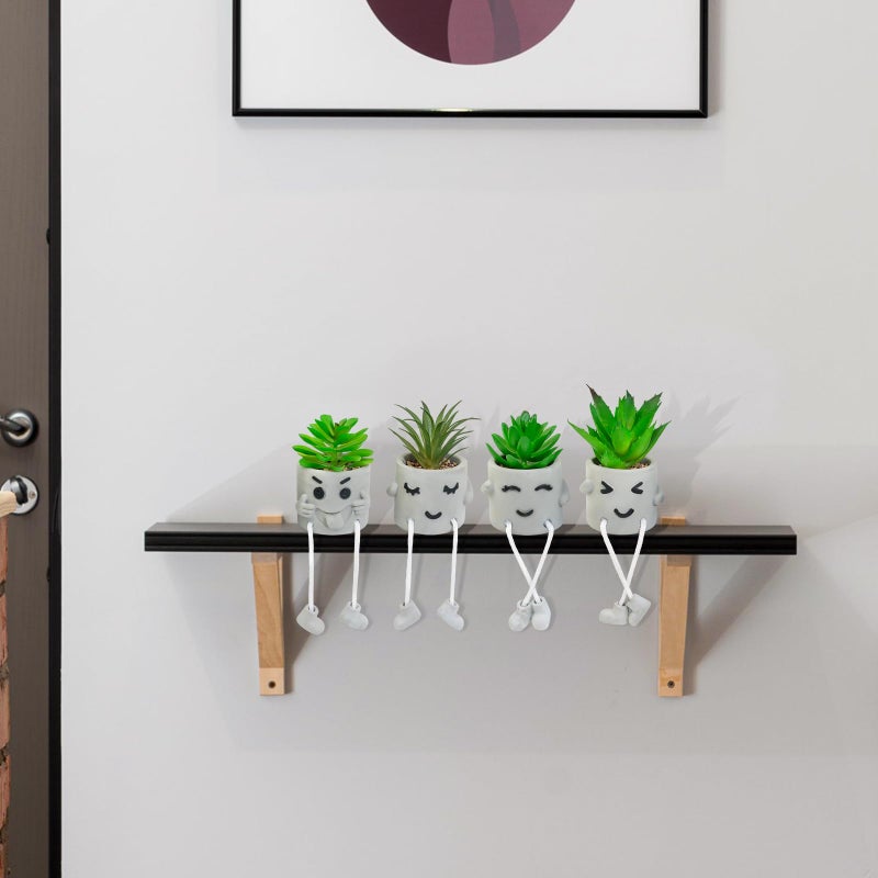 LUZOGA Set of 4 Small Artificial Succulents Potted Plants  Faux Succulents Desk Decoration  Fake Plants Wall Decor for Girls Gift  Bathroom Artificialplant Ornament  Home Office Bookshelf Decor(Green) - Image 5