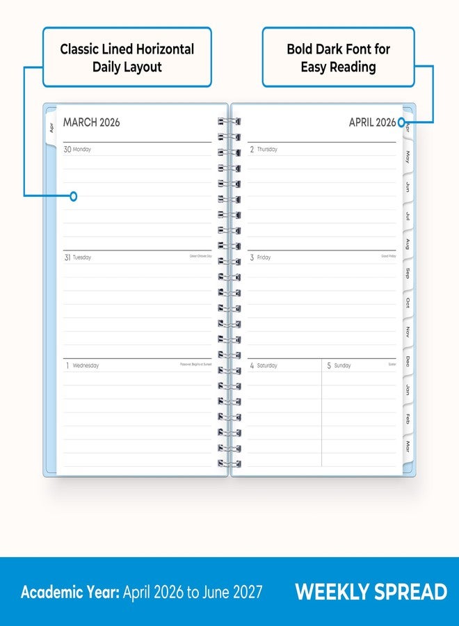 Blue Sky 2026-2027 Weekly and Monthly Academic Year 15 Month Planner Calendar, April 2026 - June 2027, 5" x 8", Flexible Cover With Pockets, Wirebound, Storage Pocket, Blues - Image 3