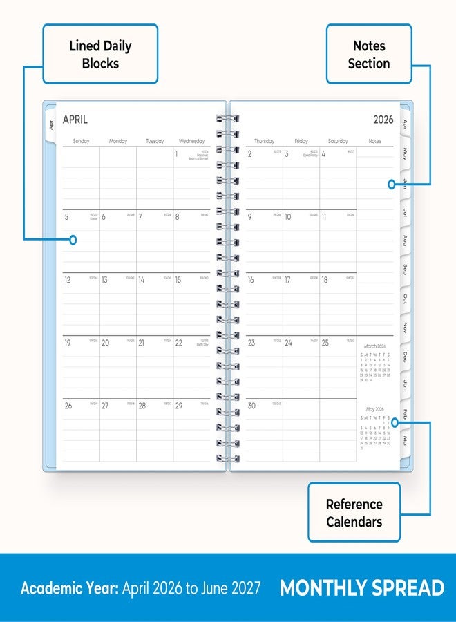 Blue Sky 2026-2027 Weekly and Monthly Academic Year 15 Month Planner Calendar, April 2026 - June 2027, 5" x 8", Flexible Cover With Pockets, Wirebound, Storage Pocket, Blues - Image 4