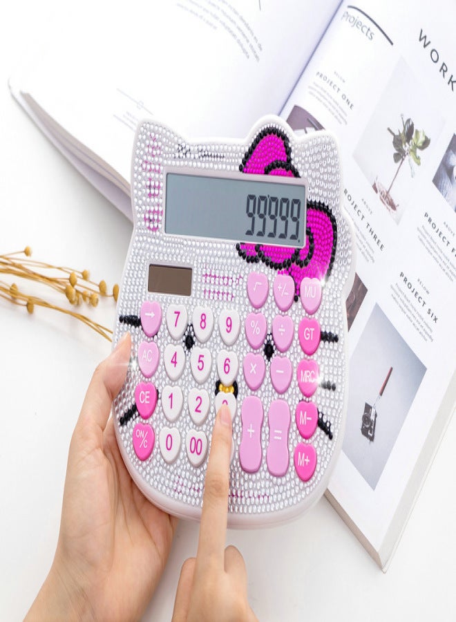 Women Calculators,BREIS Creative Cute Solar Energy Calculator, 12 Digit Large LCD Display, Handheld for Daily and Basic Office, white (white+white) - Image 5