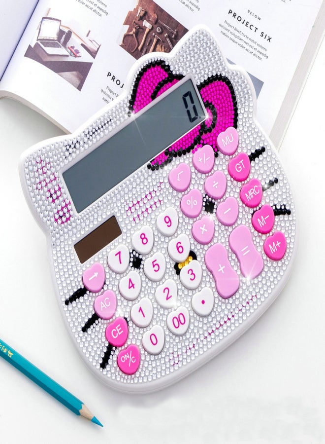 Women Calculators,BREIS Creative Cute Solar Energy Calculator, 12 Digit Large LCD Display, Handheld for Daily and Basic Office, white (white+white) - Image 1