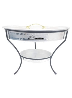 ARTC ARTC Silver Aluminum Breakfast Buffet Chaffing Dish And Serving Tray With Stand And Acrylic Lid  - Image 2
