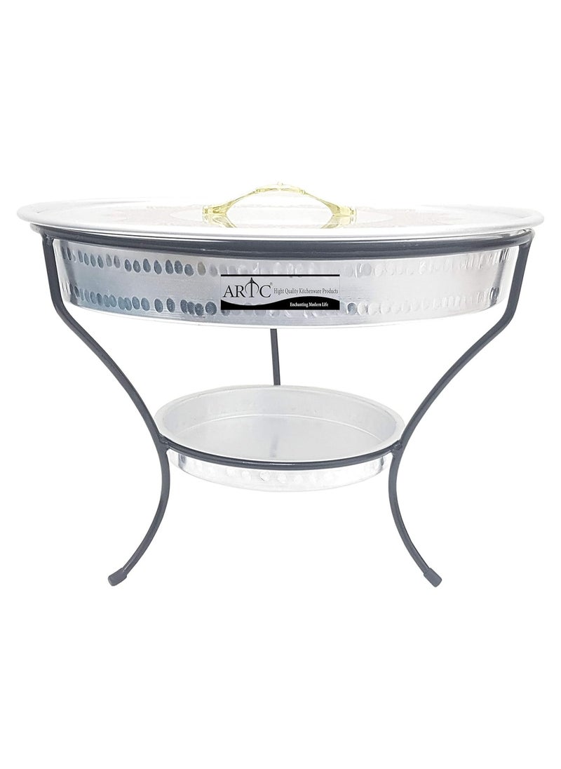 ARTC - ARTC Silver Aluminum Breakfast Buffet Chaffing Dish And Serving Tray With Stand And Acrylic Lid - Image 1