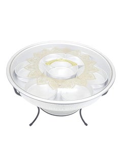 ARTC ARTC Silver Aluminum Breakfast Buffet Chaffing Dish And Serving Tray With Stand And Acrylic Lid  - Image 3