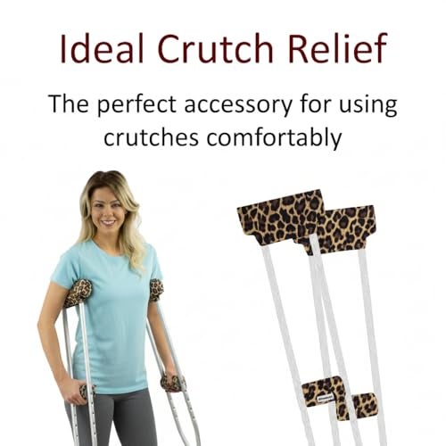 Crutcheze Premium USA Made Crutch Pad and Hand Grip Covers Comfortable Underarm Padding Washable Breathable Moisture Wicking Orthopedic Products Crutches Accessories Leopard - Image 5