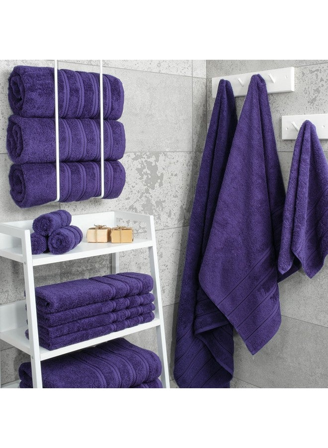 American Soft Linen American Soft Linen Luxury 4 Piece Bath Towel Set, 600 GSM 100% Cotton Turkish Bath Towels for Bathroom, 27x54 in Extra Large Bathroom Shower Towels, Purple  - Image 2