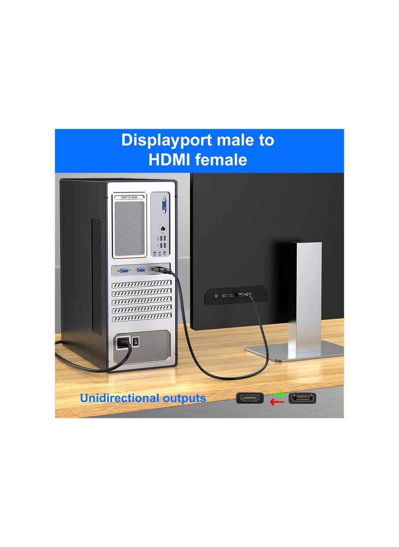 SYOSI محول 4K DisplayPort إلى HDMI، عبوة 2، محول DP أحادي الاتجاه من PC إلى شاشة HDMI، محول DP Ultra HD 4K Display Port إلى HDMI (ذكر إلى أنثى)، متوافق مع لينوڤو ودل وHP وبعض العلامات التجارية الأخرى  - Image 2