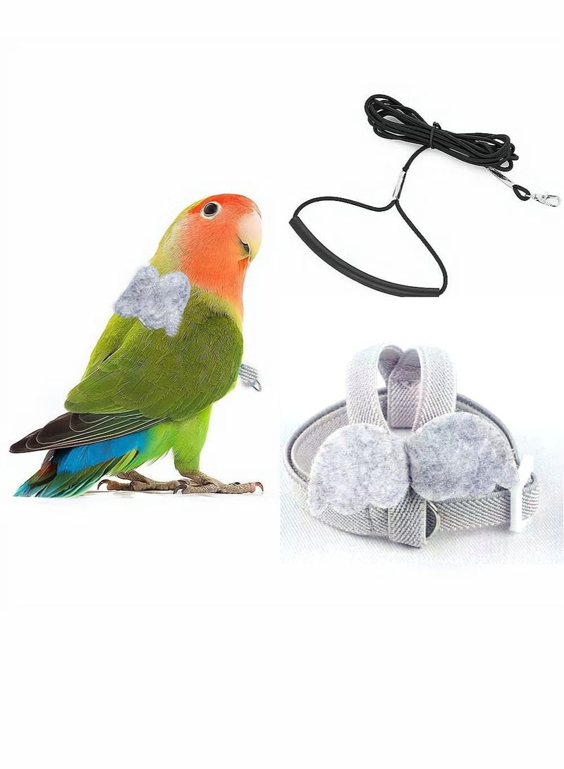 حزام تدريب على الطيور ، حبل ببغاء قابل للبغاء القابل للتعديل حول الرصاص الرصاص الرصاص الرصاص الرصاص الأدوات المتينة للأدوات الخارجية للطيور ، الببغاوات ، الببغاوات الصغيرة ، الببغاوات ، الببغاوات ، لوري ، رمادي - Image 1