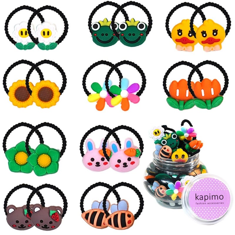 kapimo 26 Pcs Mix Elastic Hair Rubber Bands for Kids Baby Girls Hairband Ties Accessories Cute Fancy Patterns - Image 1