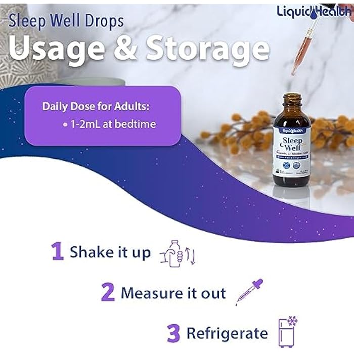 LIQUIDHEALTH Sleep Well Natural Sleep Aid Melatonin Drops - Better Sleep & Mood, Relax & Calm Mind, Fall Asleep Faster Stay Asleep Longer - Made in USA, Vegan, Sugar-Free, Drug Free, Non-GMO (2 oz) - Image 4