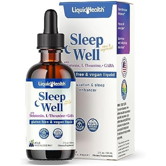 LIQUIDHEALTH Sleep Well Natural Sleep Aid Melatonin Drops - Better Sleep & Mood, Relax & Calm Mind, Fall Asleep Faster Stay Asleep Longer - Made in USA, Vegan, Sugar-Free, Drug Free, Non-GMO (2 oz) - Image 1