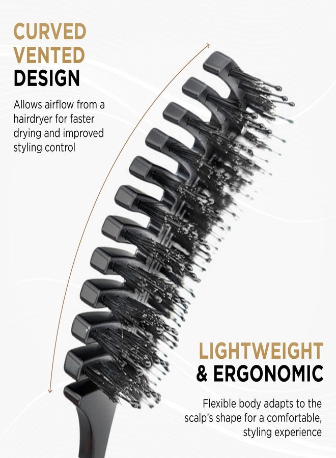 Cocco Vented Boar Brush, Curved Detangling & Styling Tool with Boar & Nylon Bristles, Black - Image 4