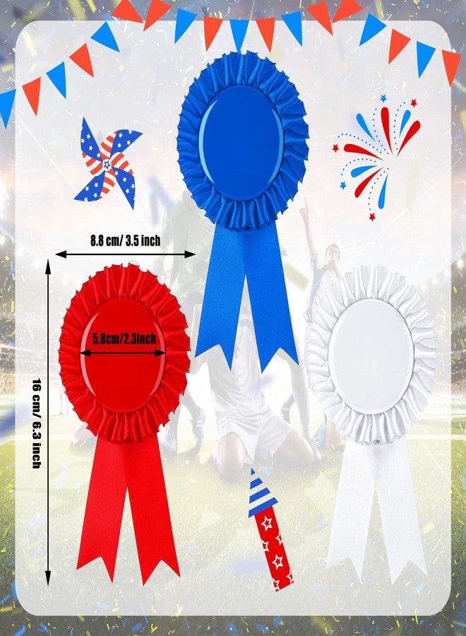Sureio 12 Pcs Blank Award Ribbons 1st 2nd 3rd Place Rosette Ribbons Blue Red White First Second Third Place Participation Medal for Sports Events Classroom Winners Certificate Prizes - Image 5