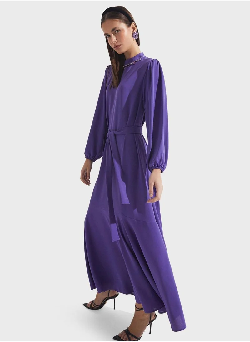 JUNE Tiered Belted Dress