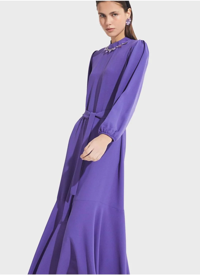 JUNE Tiered Belted Dress