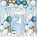KISPATTI 21st Birthday Decorations for Her Happy 21st Bday Decorations Light Blue White Gold Balloons Happy Birthday Banner Tablecloth Fringe Curtain Cake Topper Men Women 21 Bday Decor Blue - Image 2