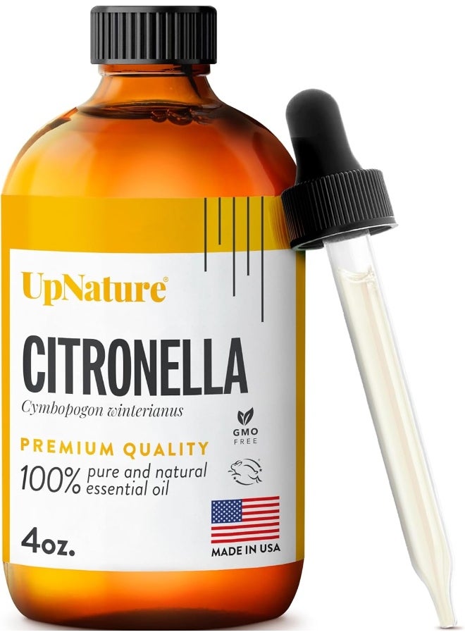 upnature Citronella Essential Oil - 100% Natural And Pure, Undiluted, Premium Quality Aromatherapy Oil- Keeps Insects And Mosquitos Away Naturally - Treat Fevers And Headaches, 4Oz 