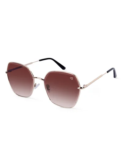 Woggles Latest & Stylish UV Protected Golden Hexagonal Sunglasses for Women