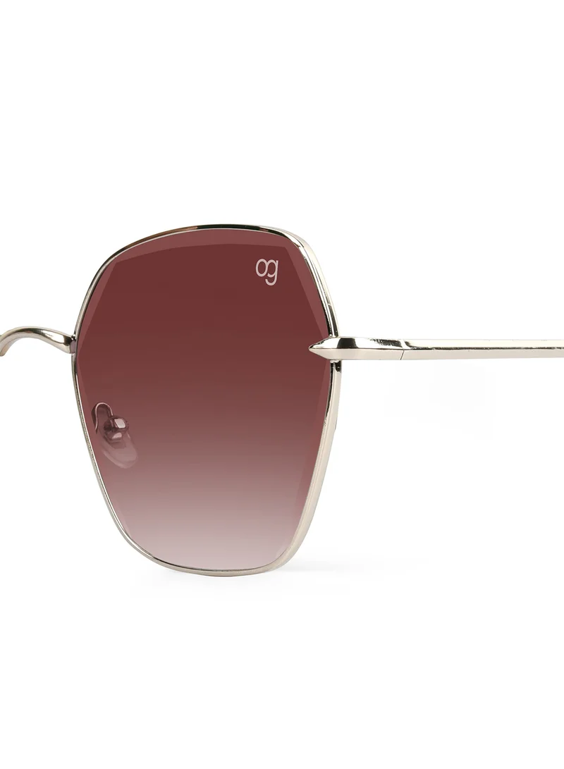 Woggles Latest & Stylish UV Protected Golden Hexagonal Sunglasses for Women