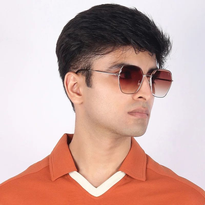 Woggles Latest & Stylish UV Protected Golden Hexagonal Sunglasses for Women