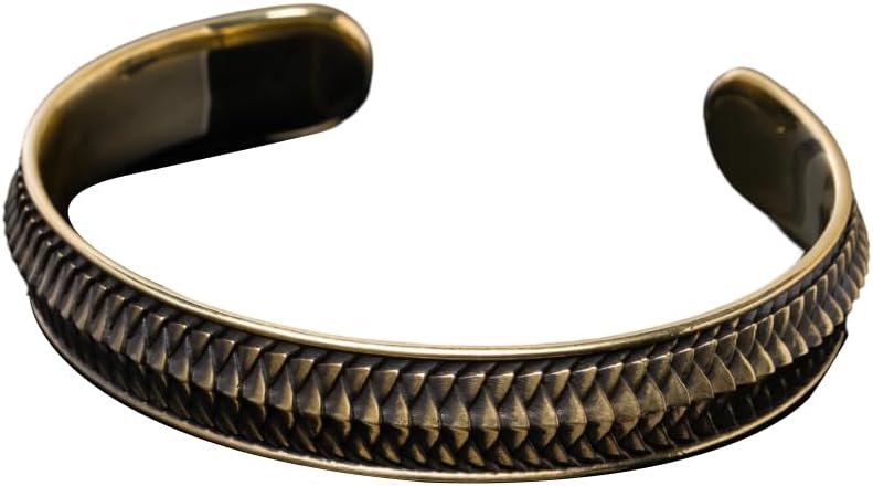 Snake Scale Cuff Bracelet Vintage Aesthetic Brass Bangle For Men - Image 1