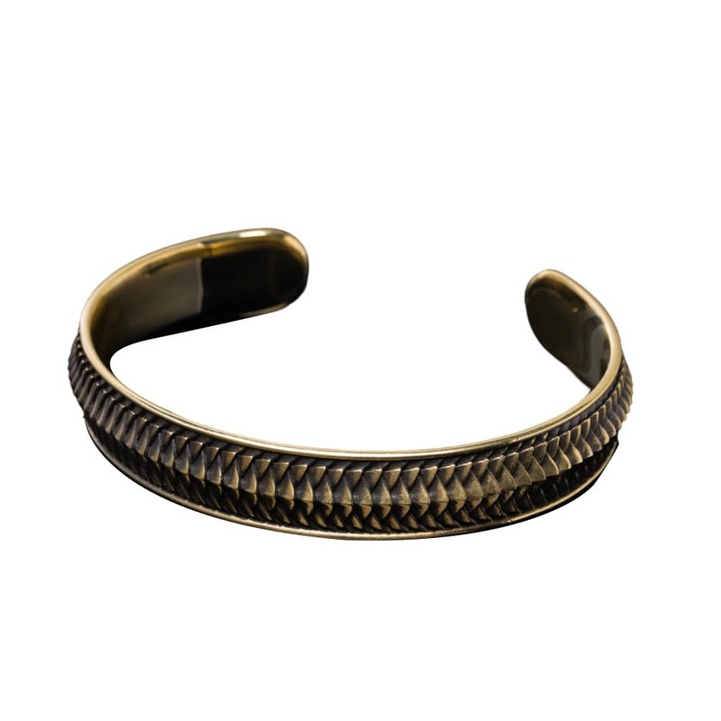 Snake Scale Cuff Bracelet Vintage Aesthetic Brass Bangle For Men - Image 2