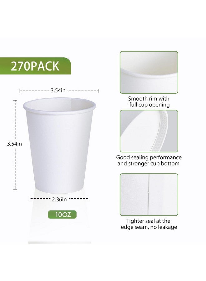 LITOPAK 270 Pack 10 oz Disposable Paper Coffee Cup, Drinking Cups for Water, White Paper Hot Coffee Cups, Suitable for Party, Picnic, Travel, and Events - Image 2