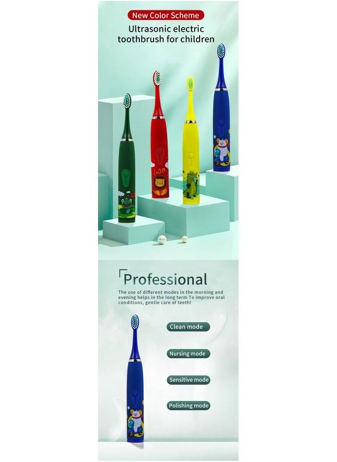 Generic - Electric Toothbrush for KIDS- 4 Powerful Cleaning & Whitening Modes with Soft Dupont Bristles 3 Hours Quick Charge for 45 Days IPX7 Waterproof Travel Portable Oral Dental Care Kit BLUE BLUE - Image 1
