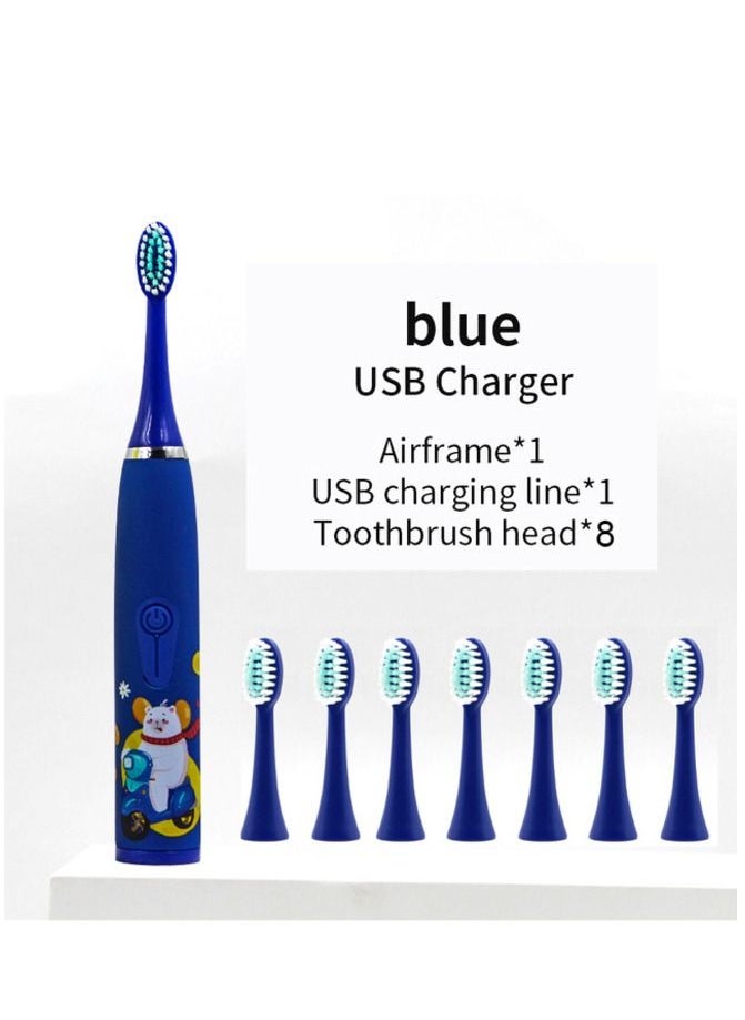 Generic - Electric Toothbrush for KIDS- 4 Powerful Cleaning & Whitening Modes with Soft Dupont Bristles 3 Hours Quick Charge for 45 Days IPX7 Waterproof Travel Portable Oral Dental Care Kit BLUE BLUE - Image 1