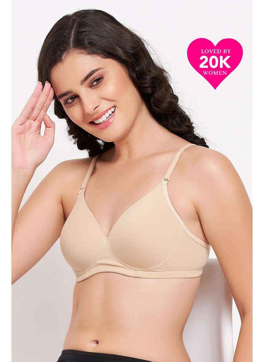 كلوفيا Clovia Padded Non-Wired Demi Cup Multiway T-shirt Bra in Nude Colour