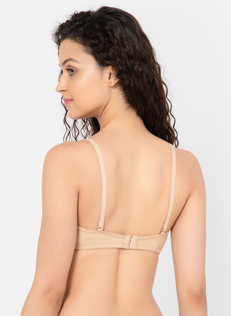 Clovia Clovia Padded Non-Wired Demi Cup Multiway T-shirt Bra in Nude Colour - Image 5