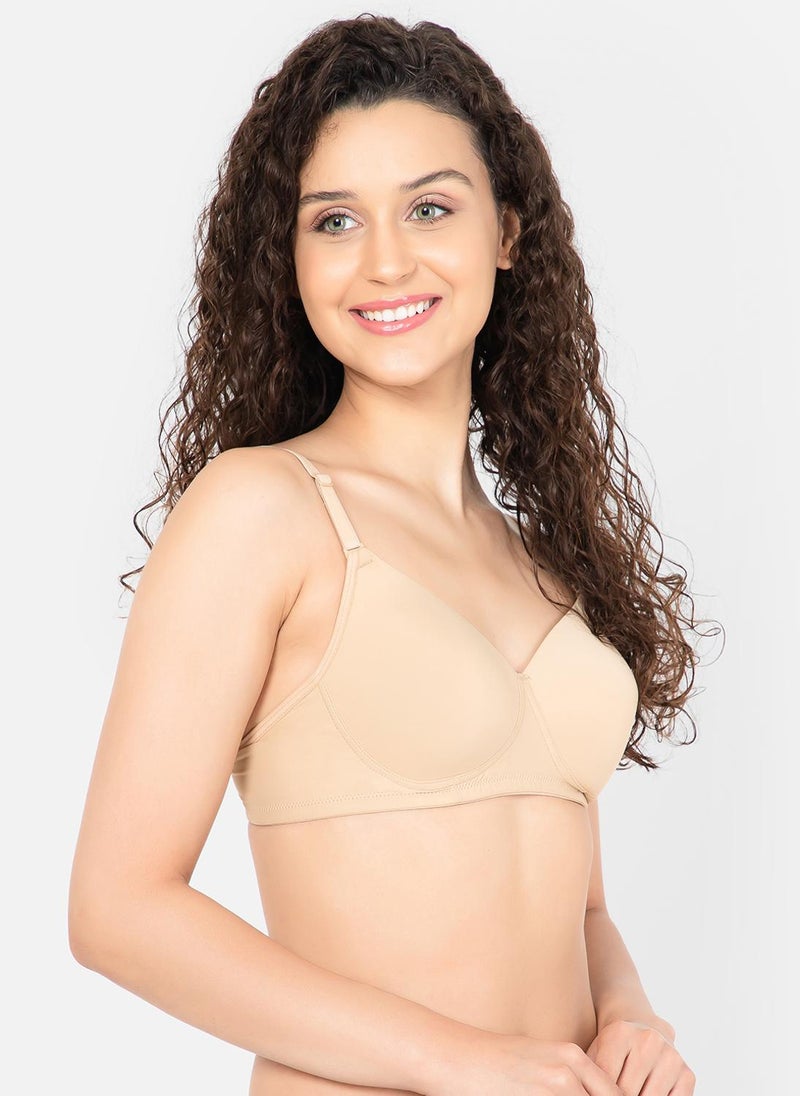 Clovia Clovia Padded Non-Wired Demi Cup Multiway T-shirt Bra in Nude Colour - Image 4