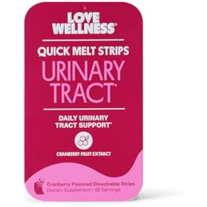 Love Wellness Urinary Tract* Quick Melt Strips - Fast-Dissolving UT Support with 36 mg PACs from Cranberry Fruit Extract - Promotes Urinary Health* - No Water Needed - Vegan and Sugar Free - 32 Strips - Image 1