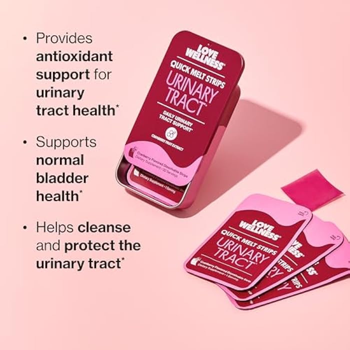 Love Wellness Urinary Tract* Quick Melt Strips - Fast-Dissolving UT Support with 36 mg PACs from Cranberry Fruit Extract - Promotes Urinary Health* - No Water Needed - Vegan and Sugar Free - 32 Strips - Image 2