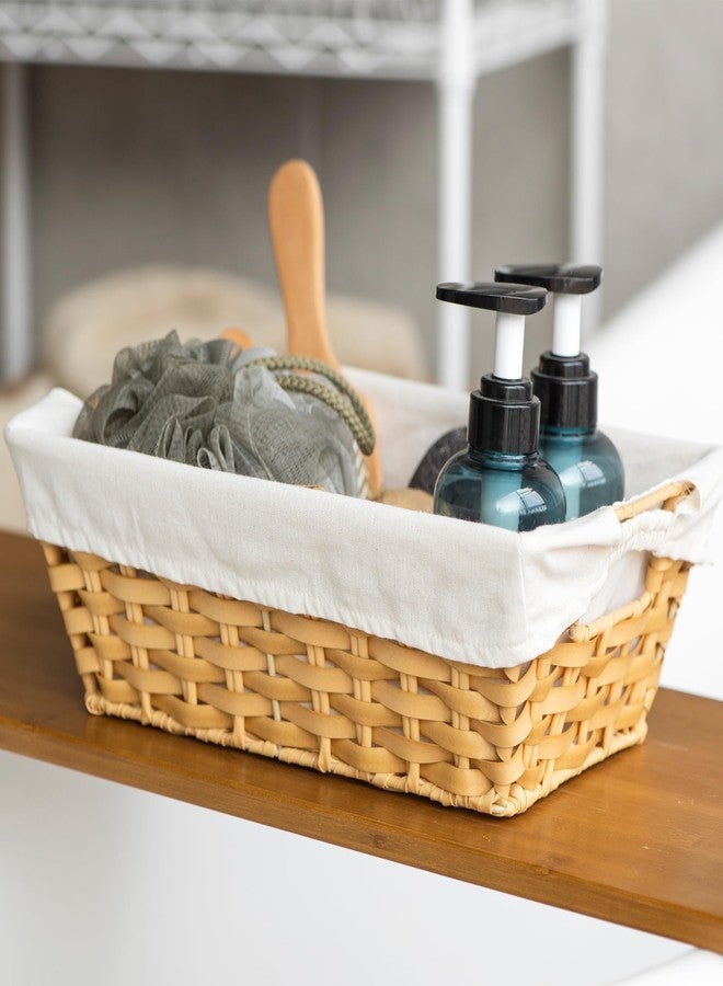 JS HANGER Wicker Storage Basket with Liners, Set of 2, Washable Waterproof, 12.6" L x 8.7" W x 4.3" H, Woven Basket for Pantry, Toilet, Bathroom, Bedroom, Patio,Natrual - Image 5