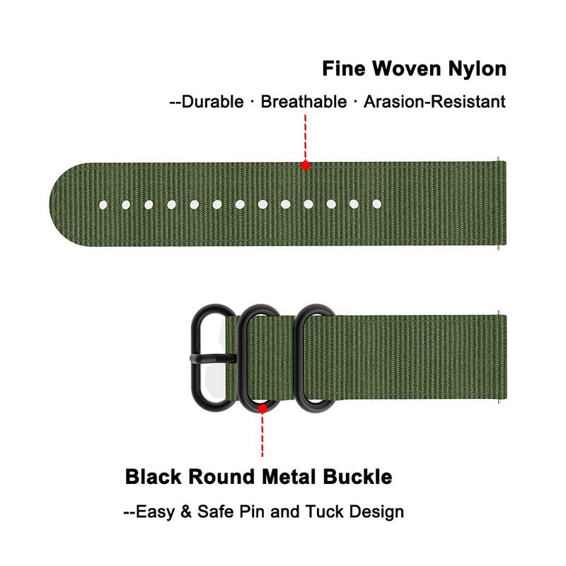 Yeejok Venu 2S Band Nylon, Vivoactive 4S 40mm Nylon Watch Band Replacement, 18 mm Quick Released Watch Strap Compatible for Garmin Vivoactive 3S 39mm, Captain Marvel 40mm-Olive Green - Image 3