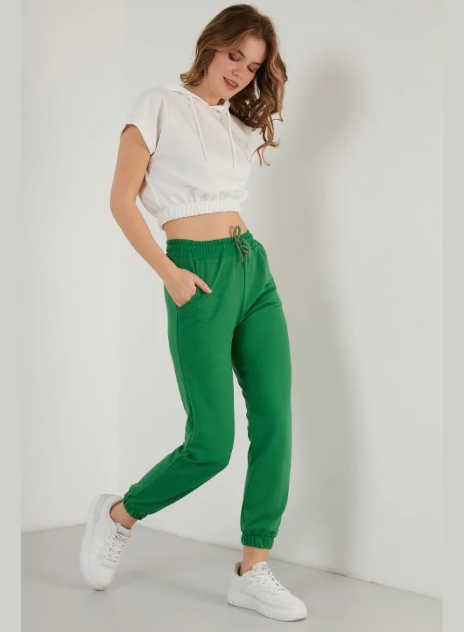 ليلا ليلا بنطلون رياضي قطني أساسي بخصر وأساور مطاطية للنساء