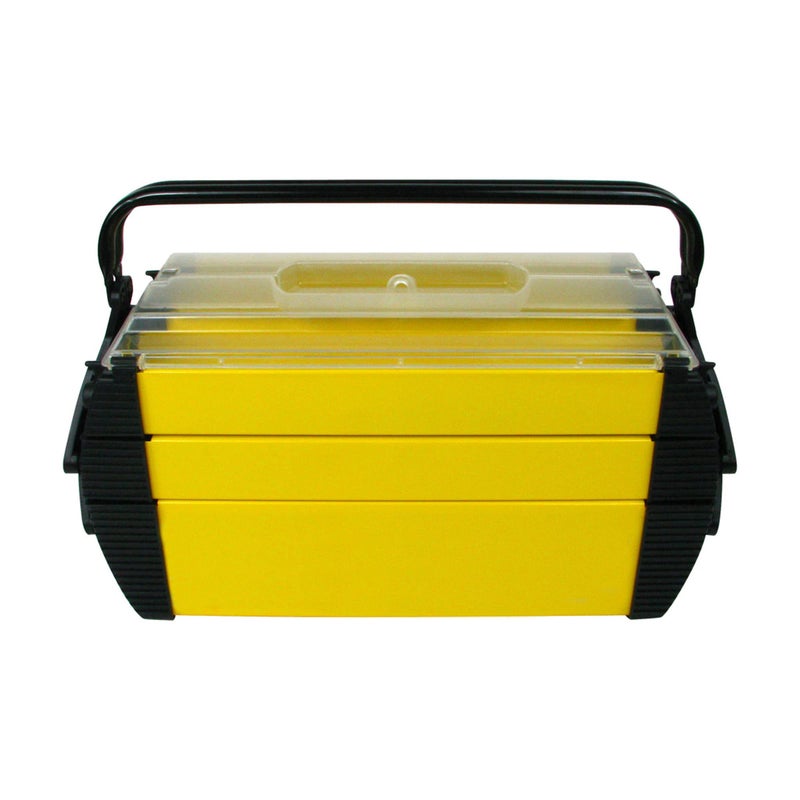 Stalwart Portable Tool Box - Storage Compartments for Tools, Parts, Crafting Supplies or Tackle by Stalwart - Cantilever Toolbox, 18"L x 11.8"W x 8.25"H, Black/Yellow - Image 1