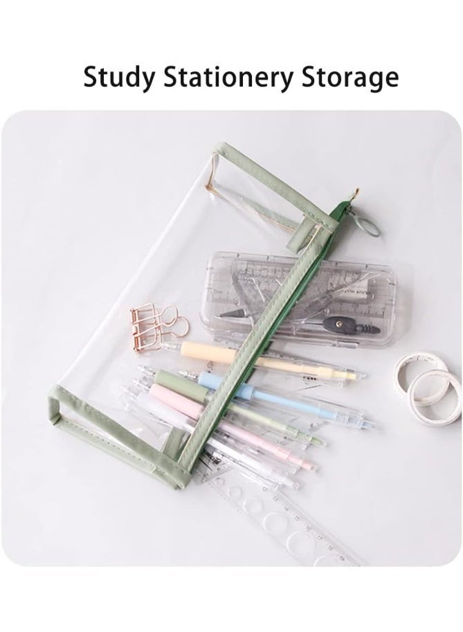 HPRT Clear Pencil Case 2 Pcs, Transparent Pencil Pouch With Smooth Zipper, PVC Pencil Bag For School, Office, Travel And Daily Stationery Storage (Green & Blue, 22 × 10 × 6 cm) - Image 5