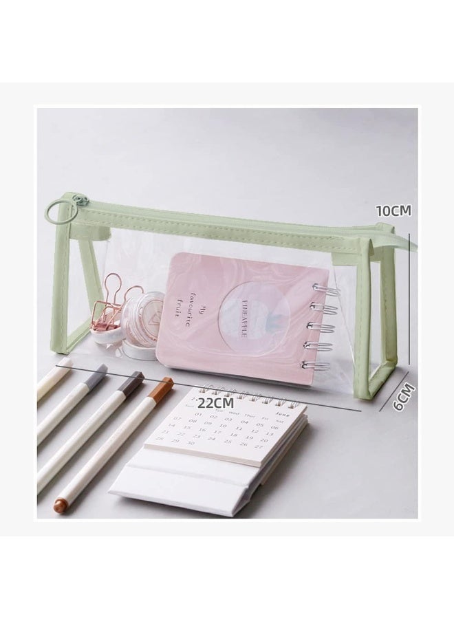 HPRT Clear Pencil Case 2 Pcs, Transparent Pencil Pouch With Smooth Zipper, PVC Pencil Bag For School, Office, Travel And Daily Stationery Storage (Green & Blue, 22 × 10 × 6 cm) - Image 3