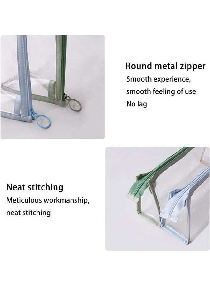 HPRT Clear Pencil Case 2 Pcs, Transparent Pencil Pouch With Smooth Zipper, PVC Pencil Bag For School, Office, Travel And Daily Stationery Storage (Green & Blue, 22 × 10 × 6 cm) - Image 4