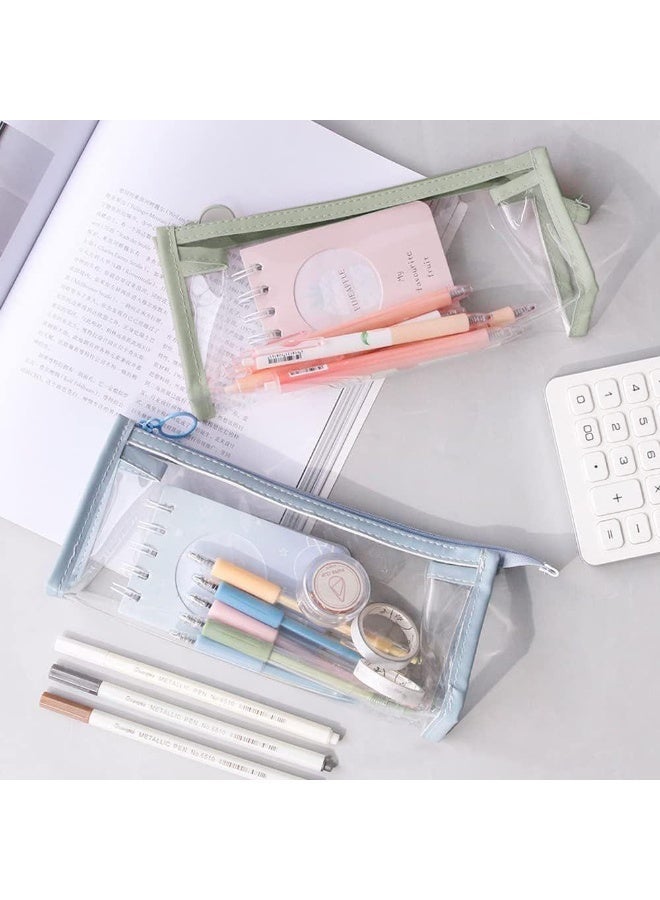 HPRT Clear Pencil Case 2 Pcs, Transparent Pencil Pouch With Smooth Zipper, PVC Pencil Bag For School, Office, Travel And Daily Stationery Storage (Green & Blue, 22 × 10 × 6 cm) - Image 2