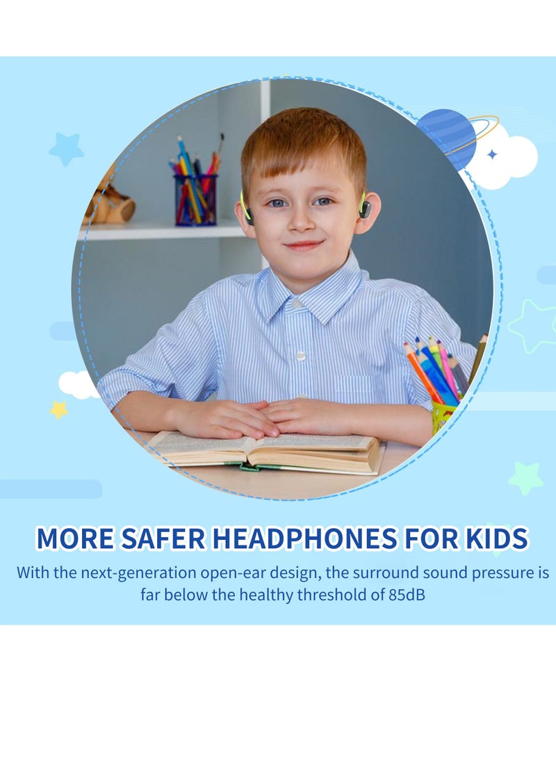 Excefore Open-Ear Headphones, Kids Headphones, Open Ear Bluetooth Headphones with MIC, Portable and Safer for Kids, Touch Control Headset for School/Work/Computer/Phone (Green) - Image 2