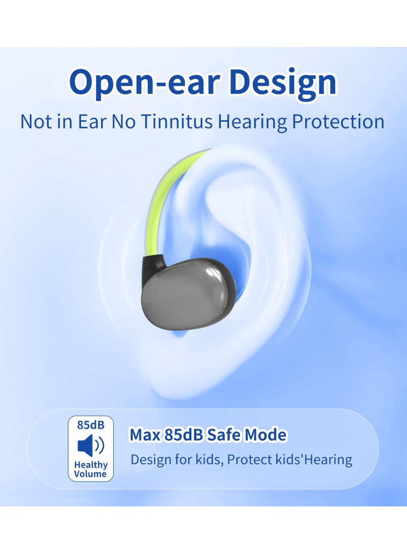Excefore Open-Ear Headphones, Kids Headphones, Open Ear Bluetooth Headphones with MIC, Portable and Safer for Kids, Touch Control Headset for School/Work/Computer/Phone (Green) - Image 4
